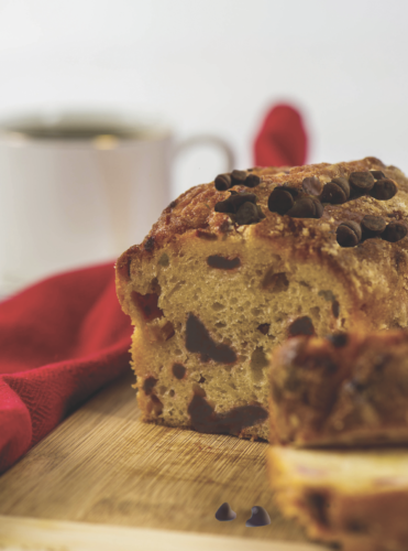 Bananas and chocolate are tastefully sweet in bread